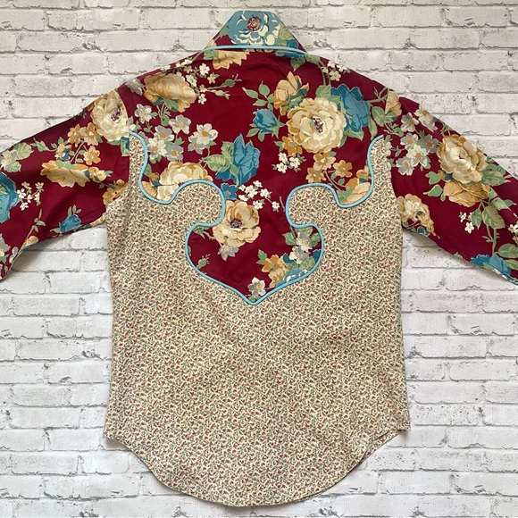 Vintage 70s Floral Western Pearl Snap Shirt - Picture 5 of 12